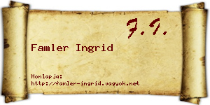 Famler Ingrid névjegykártya